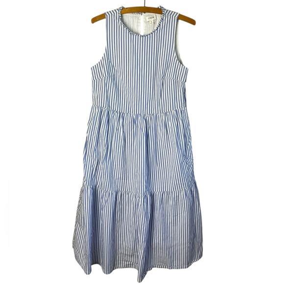 J. Crew Women’s Sz 0 Sleeveless tiered midi dress in cotton poplin AO138 - Picture 2 of 8